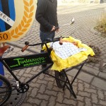 Unser Lastenrad diente als Brötchenhalter